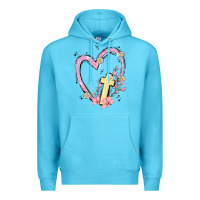 Ocean Blue heart cross Premium Hoodie - MaliasSmallBusiness