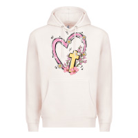 Pale Pink heart cross Premium Hoodie - MaliasSmallBusiness