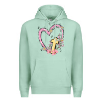 Seafoam heart cross Premium Hoodie - MaliasSmallBusiness