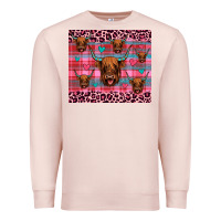 Pale Pink highland cow valentines Premium Sweatshirt - JahusDesignShop