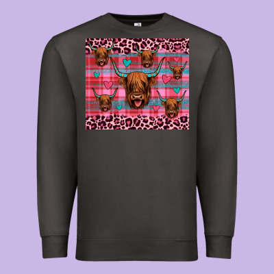 Highland Cow Valentines Premium Sweatshirt Designed By Jahusdesignshop