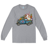 Heather Grey Happy Easter Truck with Bunny Eggs And Carrot Long Sleeve Tee - RanaPortraitStore