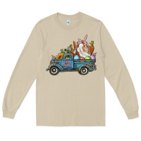 Mushroom Happy Easter Truck with Bunny Eggs And Carrot Long Sleeve Tee - RanaPortraitStore