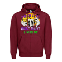 Burgundy Feeling Cute Might Haunt U Later Zipper Hoodie - texasbilliewilder