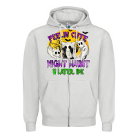 Dove Grey Feeling Cute Might Haunt U Later Zipper Hoodie - texasbilliewilder