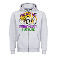 Heather Grey Feeling Cute Might Haunt U Later Zipper Hoodie - texasbilliewilder