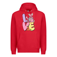 Red love easter gnome Premium Hoodie - MaliasSmallBusiness