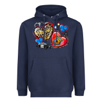 Navy western leopard  police   hearts Heavyweight Hoodie - AdoDesignShop