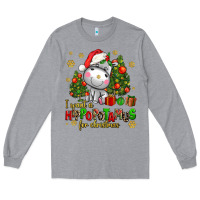 Heather Grey i want a hippopotamus for christmas Long Sleeve Tee - AdoDesignShop