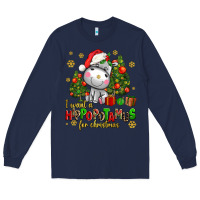 Navy i want a hippopotamus for christmas Long Sleeve Tee - AdoDesignShop