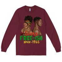 Burgundy living free ish since 1865 with afro black woman a Long Sleeve Tee - texasbilliewilder
