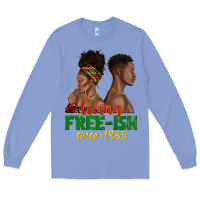 Colony Blue living free ish since 1865 with afro black woman a Long Sleeve Tee - texasbilliewilder
