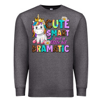 Charcoal Heather cute smart and a little bit dramatic unicorn Premium Sweatshirt - AdoDesignShop