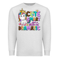 Oatmeal Heather cute smart and a little bit dramatic unicorn Premium Sweatshirt - AdoDesignShop