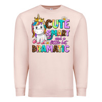 Pale Pink cute smart and a little bit dramatic unicorn Premium Sweatshirt - AdoDesignShop