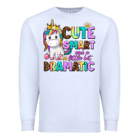 White cute smart and a little bit dramatic unicorn Premium Sweatshirt - AdoDesignShop