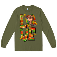 Army Green love juneteenth with fist Long Sleeve Tee - texasbilliewilder