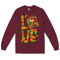 Burgundy love juneteenth with fist Long Sleeve Tee - texasbilliewilder