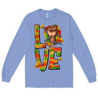 Colony Blue love juneteenth with fist Long Sleeve Tee - texasbilliewilder
