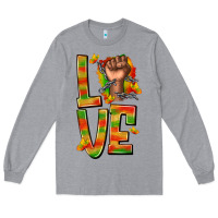 Heather Grey love juneteenth with fist Long Sleeve Tee - texasbilliewilder