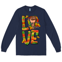Navy love juneteenth with fist Long Sleeve Tee - texasbilliewilder