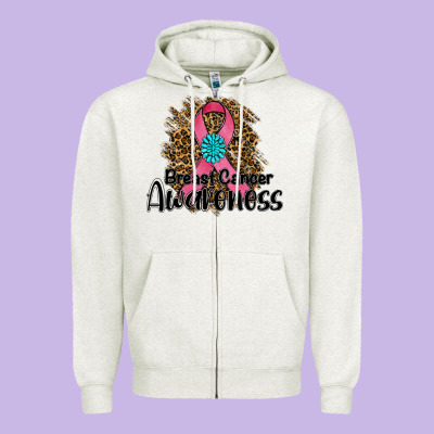 Breast Cancer Awareness Zipper Hoodie Designed By Ranaportraitstore