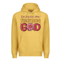 Antique Gold i’m just out here trusting god Premium Hoodie - MaliasSmallBusiness