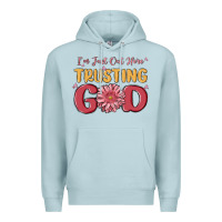 Blue Mist i’m just out here trusting god Premium Hoodie - MaliasSmallBusiness