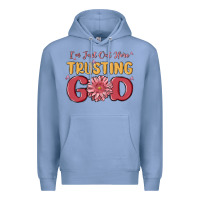 Colony Blue i’m just out here trusting god Premium Hoodie - MaliasSmallBusiness