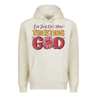 Oatmeal Heather i’m just out here trusting god Premium Hoodie - MaliasSmallBusiness