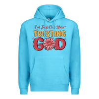 Ocean Blue i’m just out here trusting god Premium Hoodie - MaliasSmallBusiness