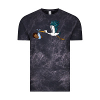 Cloud Black stork with black baby boy Vintage Tee - BarkalooDesign