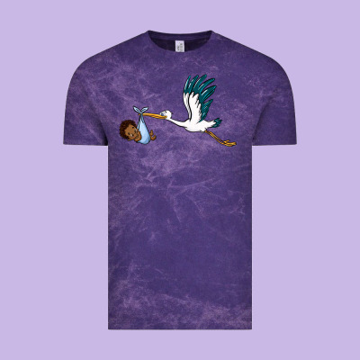Stork With Black Baby Boy Vintage Tee Designed By Barkaloodesign