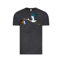 Vintage Black stork with black baby boy Vintage Tee - BarkalooDesign