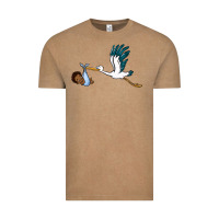 Vintage Coffee stork with black baby boy Vintage Tee - BarkalooDesign