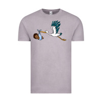Vintage Zinc stork with black baby boy Vintage Tee - BarkalooDesign