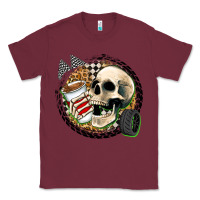 Burgundy race skull Classic Tee - Zillion Design Studio