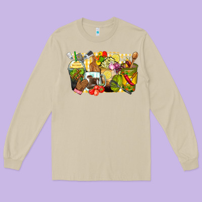 Lunch Lady Coffee Cups Long Sleeve Tee Designed By Zillion Design Studio