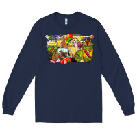 Navy lunch lady coffee cups Long Sleeve Tee - Zillion Design Studio