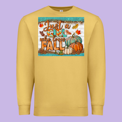 Just A Girl Who Loves Fall Mousepad Premium Sweatshirt Designed By Bundleandbundleshop