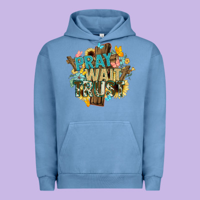Pray Wait Trust Crosses Christian Urban Hoodie Designed By Nancycooperartshop