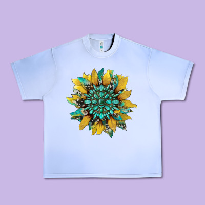 Sunflower With Gemstone And Cowhide Urban Heavy Tee Designed By Artiststas