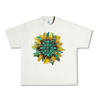 Pistachio sunflower with gemstone and cowhide Urban Heavy Tee - Artiststas