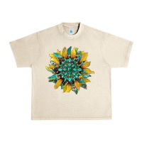 Sandshell sunflower with gemstone and cowhide Urban Heavy Tee - Artiststas