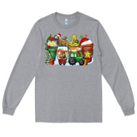 Heather Grey Christmas tractor coffee cups Long Sleeve Tee - Zillion Design Studio