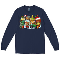 Navy Christmas tractor coffee cups Long Sleeve Tee - Zillion Design Studio