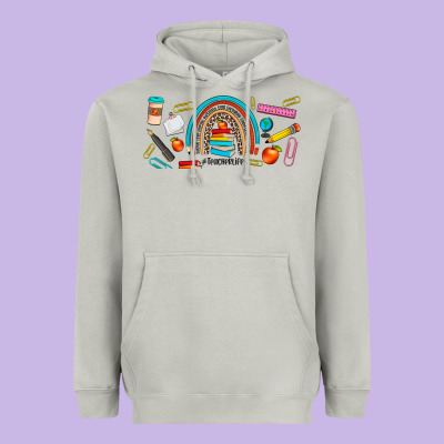Teacher Life Rainbow Frosted Heavyweight Hoodie Designed By Jahusdesignshop