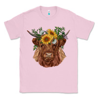 Bubblegum Pink highland cow with sunflowers Classic Tee - RanaPortraitStore