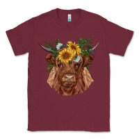 Burgundy highland cow with sunflowers Classic Tee - RanaPortraitStore