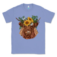Colony Blue highland cow with sunflowers Classic Tee - RanaPortraitStore